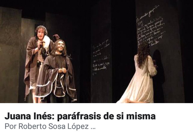 #ACPTnota 
Juana Inés:Paráfrasis de si misma. 

Explicación o comentario semejante. Juan Inés se habla y nos habla, se muestra, se exhibe. Su pensamiento emancipa su alma, su cuerpo. 

Checa la nota por Roberto Sosa López  
◻ bit.ly/2yc1AZT
