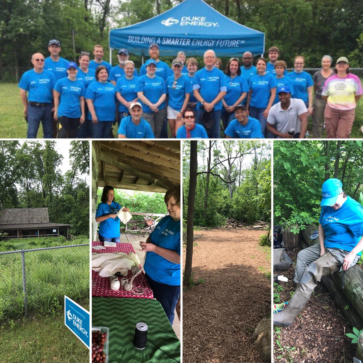 AvonOLC's tweet photo. HUGE thanks to @DukeEnergy for hours of help yesterday!  Mulching, trimming, prepping, creek cleaning...you all are amazing!  #WeAreDE https://t.co/xAl2vjs3SK