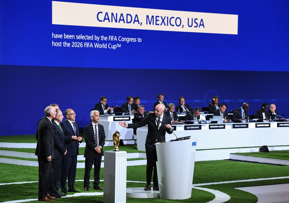 business's tweet photo. Donald Trump and his counterparts in Canada and Mexico finally have something they can agree on: 2026 will make the #WorldCup great again https://t.co/YGSFevuL8N https://t.co/qnULtLnK8u