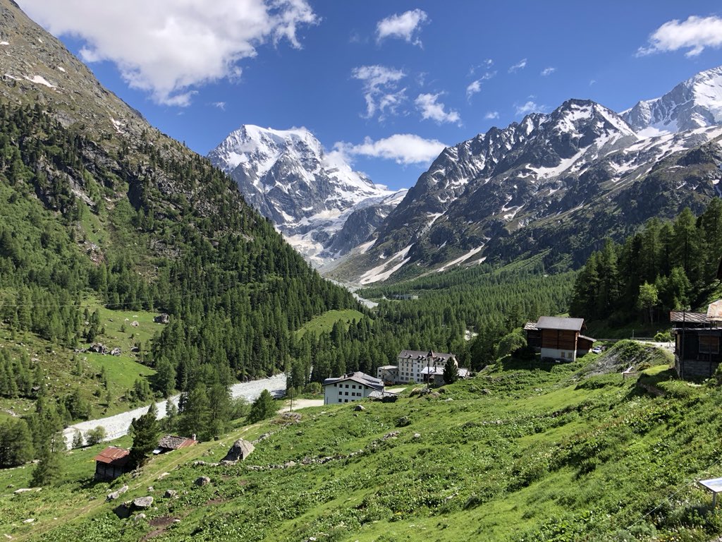DrLaurenKnight's tweet photo. After a long journey @GeographyUoW have arrived at Arolla! Not a bad view from the hotel balcony... everyone is tired but excited to get into the field tomorrow! #fieldwork #mountainenvironments https://t.co/Lct1o8ncuJ