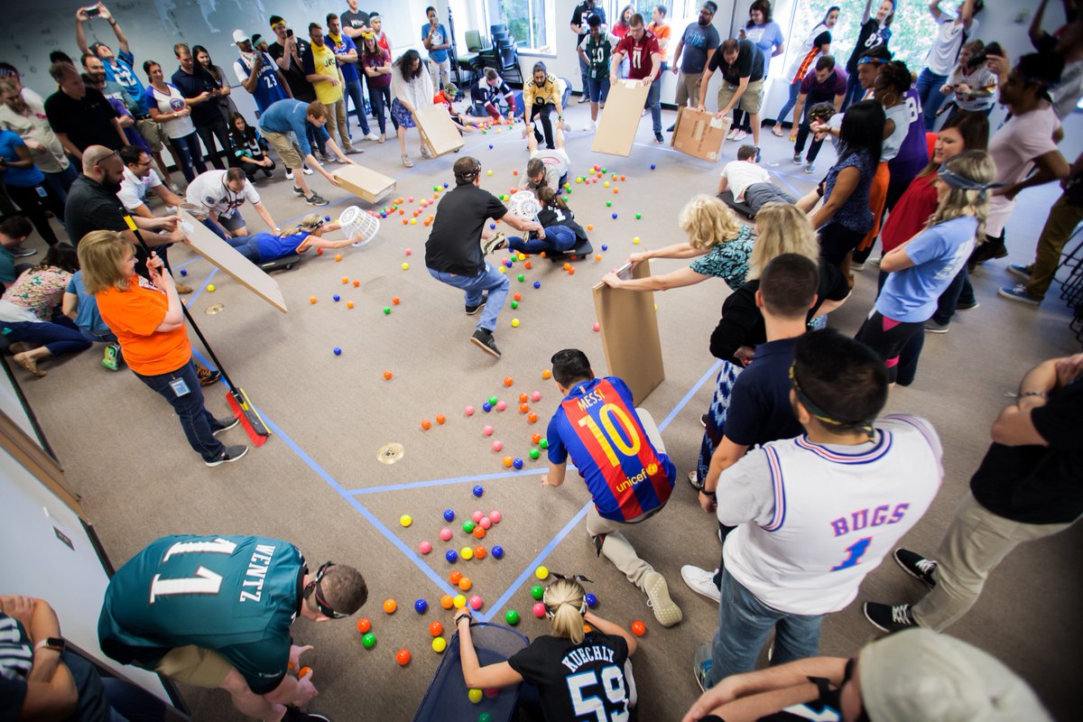 bandwidth's tweet photo. You guessed right, those are Human Hungry Hippos... only @bandwidth! #2018SpiritWeek @BBBSTri https://t.co/xTKqyzsy3B