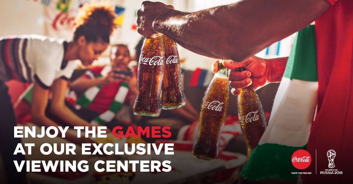 CocaCola_NG's tweet photo. Your Crew ✔
Ice-Cold Coca-Cola ✔
Exciting Games &amp; the thrill of the 2018 FIFA World Cup ✔

Only at our exclusive viewing Centers! Are you #Ready to experience a premium World Cup experience?
#ShareACokeWithOurSuperEagles https://t.co/R5zwZxZeuh
