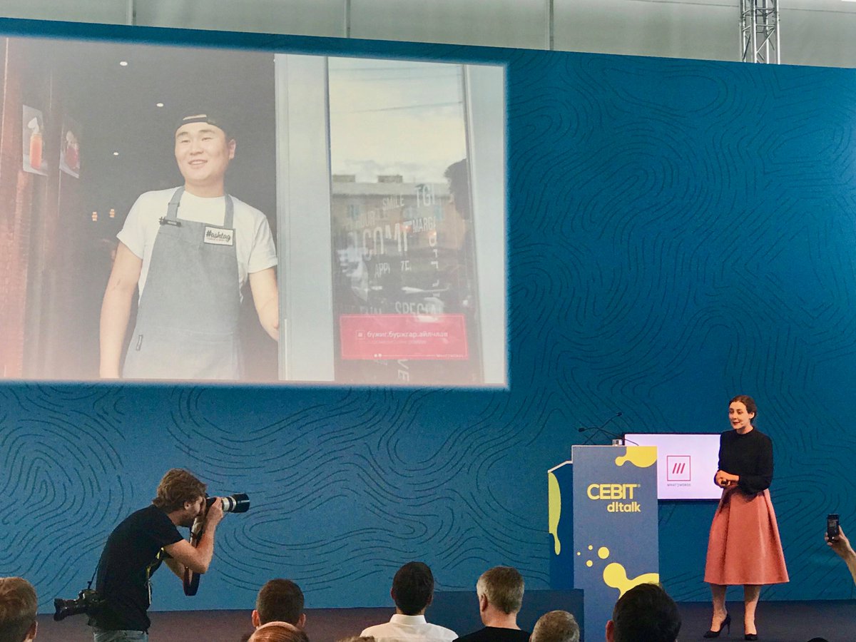 Clare Jones speaking on stage at CEBIT 2018