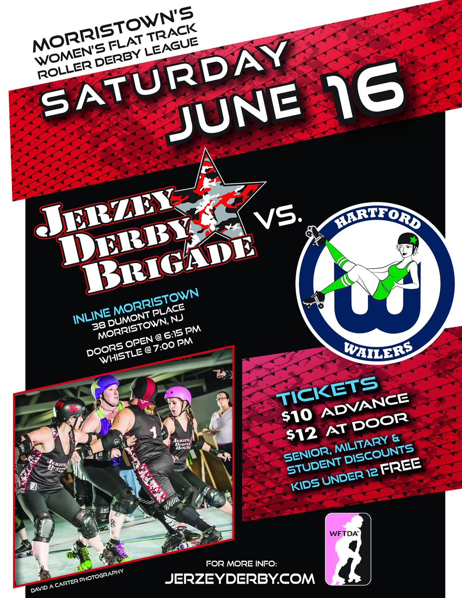 jerzderby's tweet photo. Don't miss our last #rollerderby game before our summer break this Saturday against @HartfordAreaRD! Don't forget to say hi to our friends from @GFofNJ while you're there! Discount tickets are still available from your favorite skater or at: https://t.co/PcGULc9ZF6 https://t.co/mbSWTCcKuA