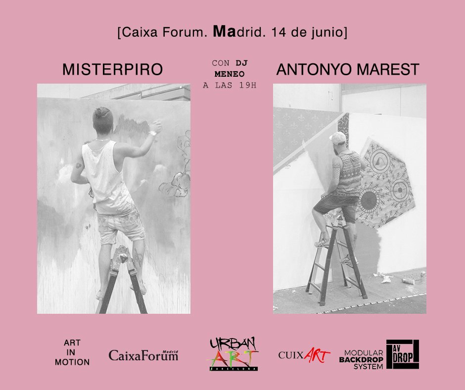 Nos vemos por #Madrid en un rato en otra acción de #arteurbano #ArtinMotion con dos artistazos! <a href="/Misterpiro/">Piro.</a> <a href="/antonyomarest/">ANTONYO MAREST</a>  #Art #Arte #StreetArt <a href="/CaixaForum/">CaixaForum</a>