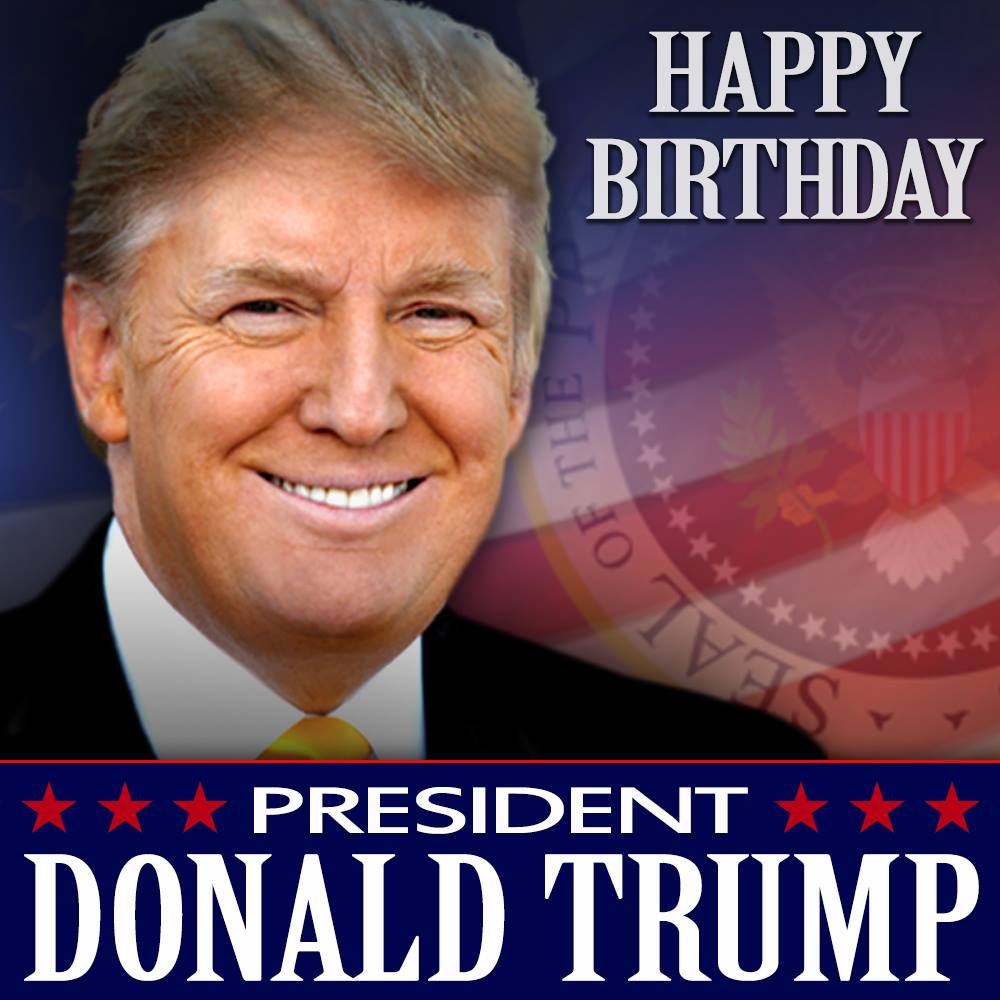 FOXLA's tweet photo. Happy birthday to President Donald J. Trump! He turns 72 today 🎂 https://t.co/IKNTzB7zir
