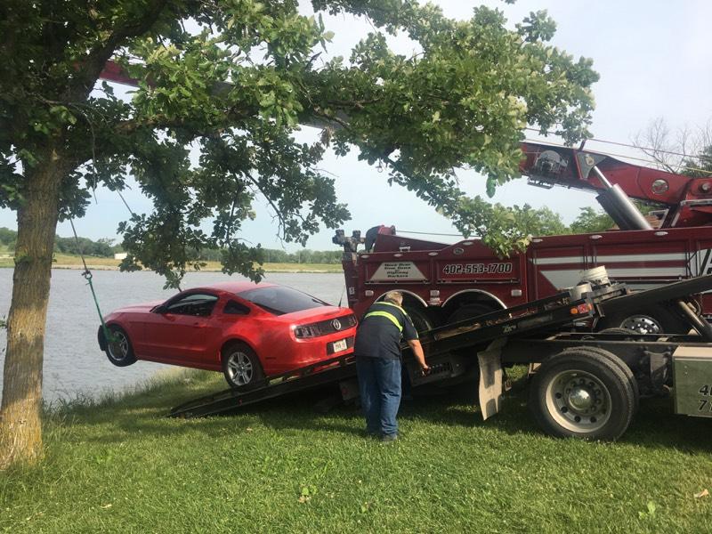 ArrowTowing_NE's tweet photo. It was a lovely morning on Cunningham Lake. Well, for most of us. #OPD @NEStatePatrol It's always something new at Arrow Towing. https://t.co/BHd0B4bkp3