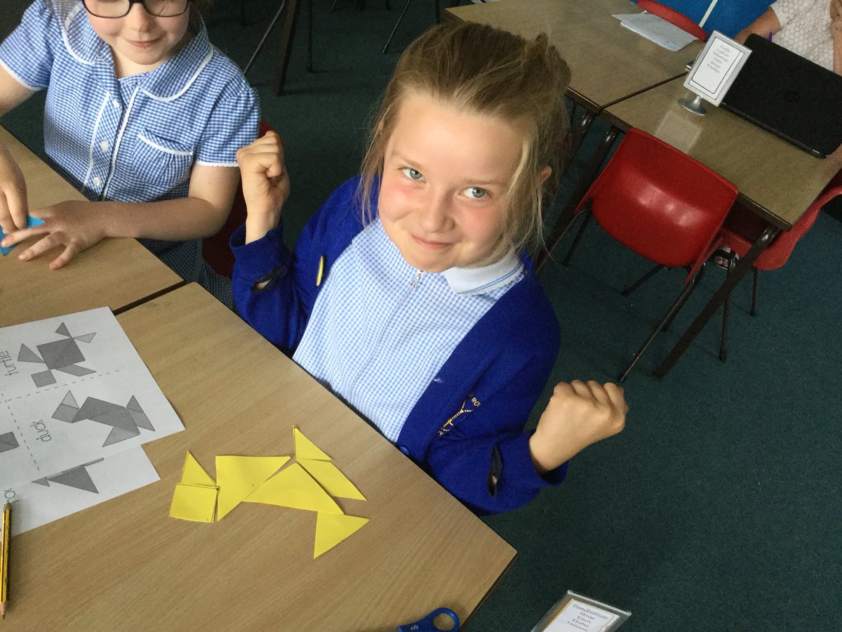 HolyRosaryRC's tweet photo. Creating pictures with shapes in puzzle club! #tangrams #lightbulbmoments @HolyRosaryY3 @HolyRosaryhead https://t.co/80KXR92bkK