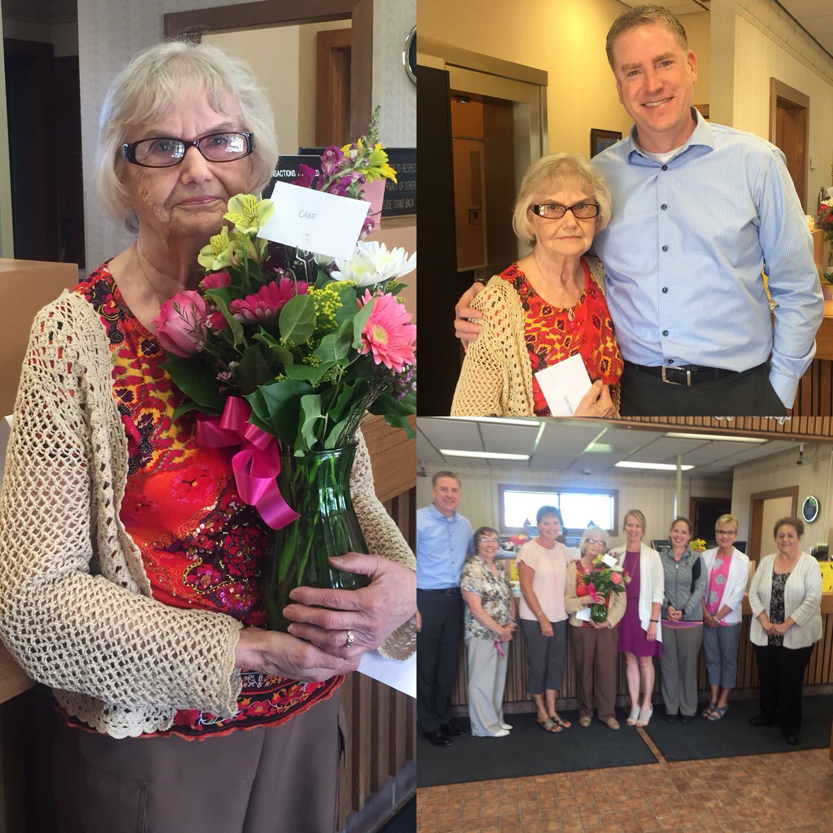 MidwestJackieC's tweet photo. Cleo Voss has worked at Midwest Bank for 50 years!  Congrats and thank you for everything you do for our bank!  @MidwestBank #LoveWhatYouDo #mwbankteam  #banking https://t.co/zCsKgDAeOW