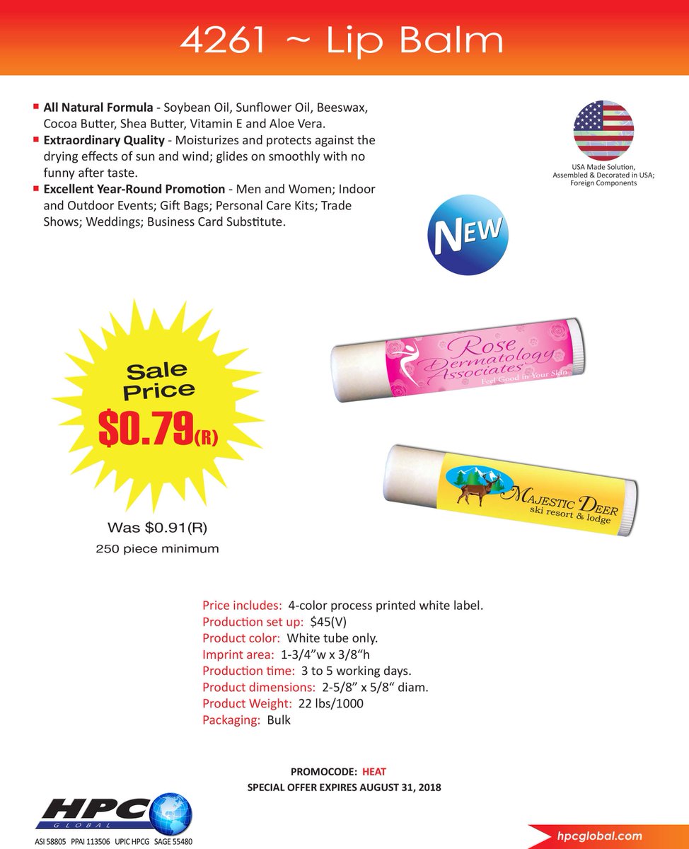 HPCGlobal1's tweet photo. LIP BALM AND OTHER SUMMER PROMOTIONAL IDEAS!  #LIPBALM
#LIPBALMPROMO #HEALTHANDBEAUTYPROMO #UNSCENTEDPROMO https://t.co/cE7OrMyFnl