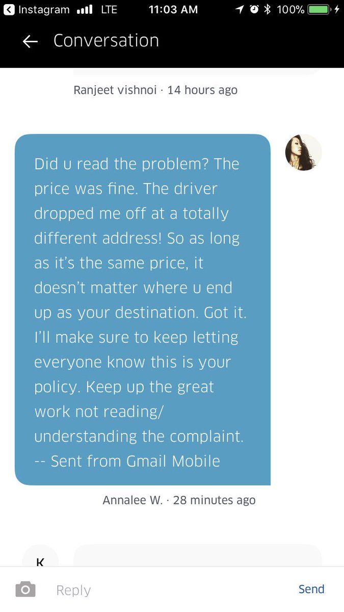 Annaleewright96's tweet photo. #ubersucks #uberistheworst #terriblecustomerservice #chooselyft #thanksuberfornothing #uberunsafe https://t.co/bXWY5FhVmF