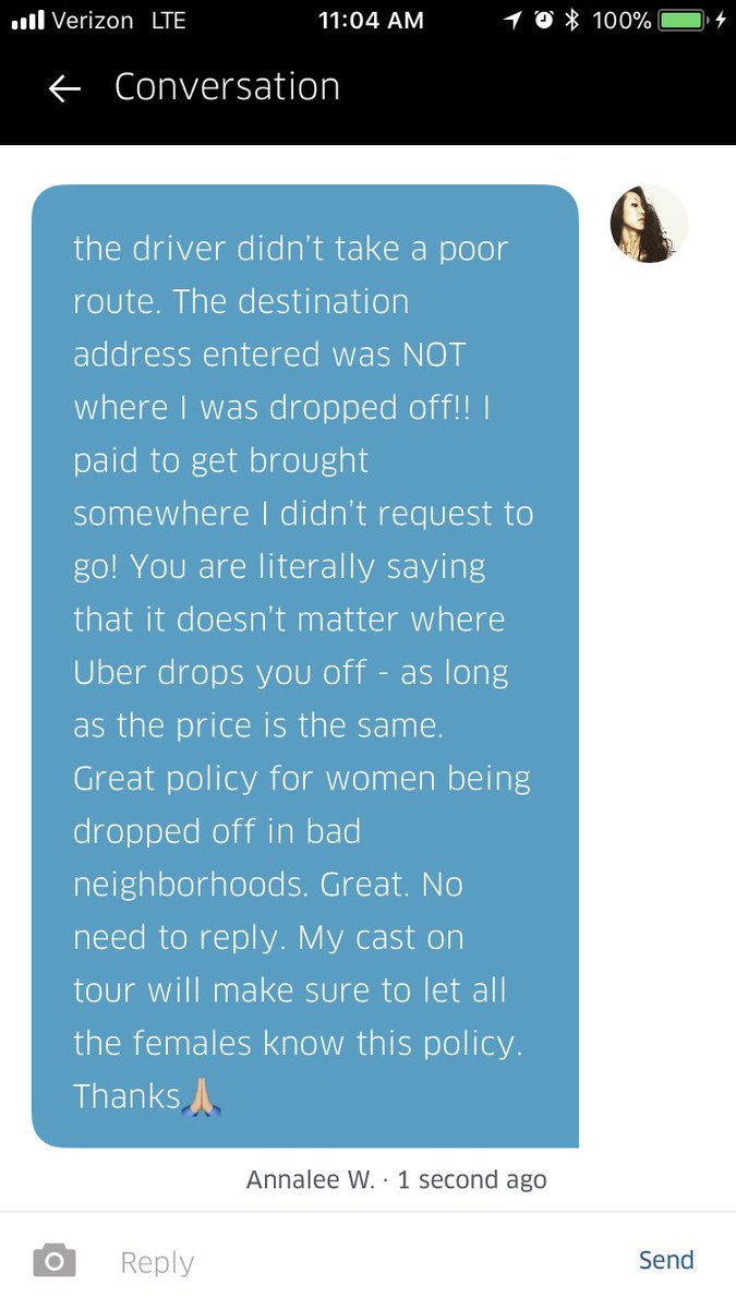 Annaleewright96's tweet photo. #ubersucks #uberistheworst #terriblecustomerservice #chooselyft #thanksuberfornothing #uberunsafe https://t.co/bXWY5FhVmF