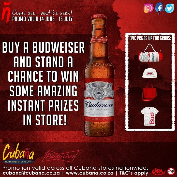 Today marks the beginning of the FIFA World Cup in Russia and we are joining the celebration with this Budweiser special that begins today - buy a Budweiser and stand a chance to win some EPIC instant prizes in store!