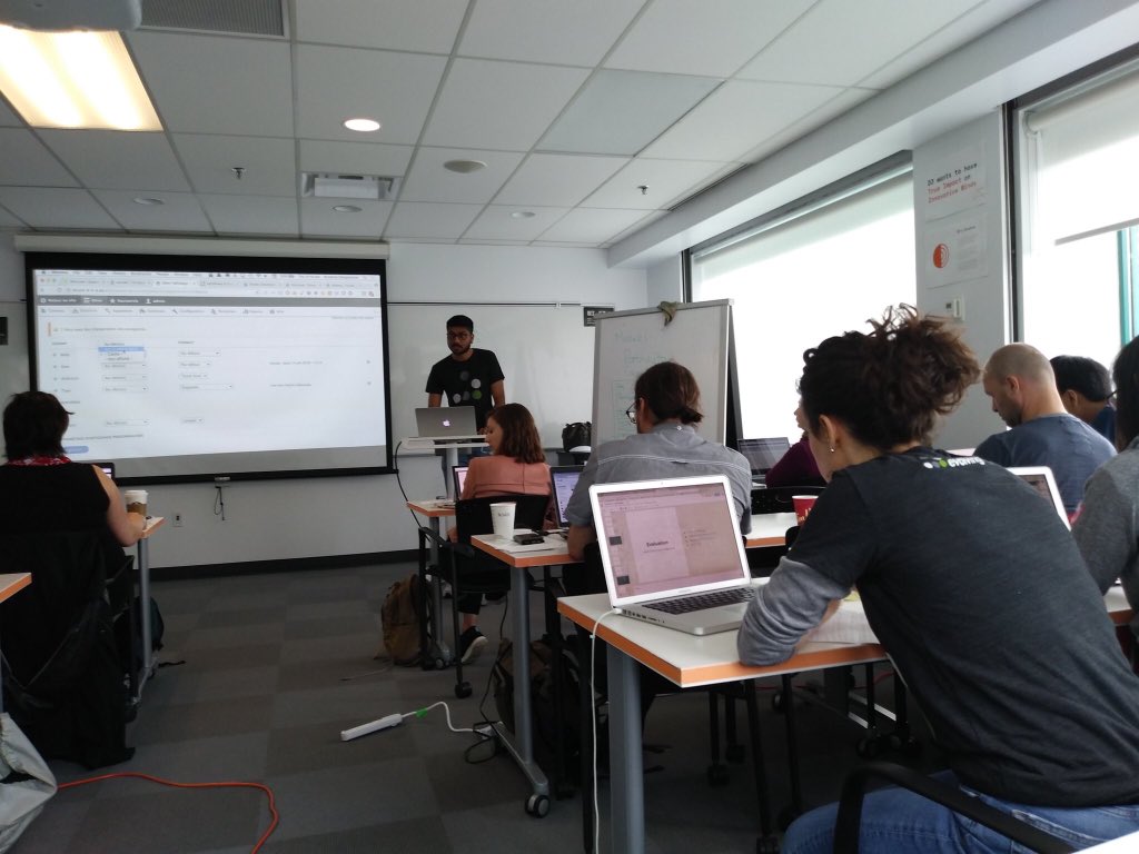 DrupalCamp Montreal is in full swing with our training day! Merci @jigarius  for helping out with the intro training en français. Join us this afternoon at District 3 at 1pm for an intro Drupal course in English @drupalcampmtl @drupalmontreal @drupalGTD @D3Centre