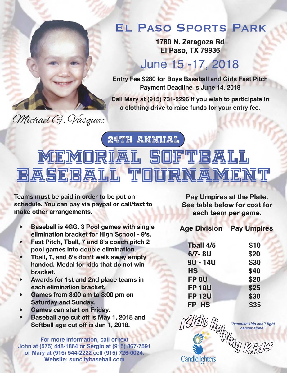 Candlelightelp's tweet photo. Join us this weekend for the 24th Annual Memorial Softball baseball Tournament! https://t.co/mBG1FOCoXr