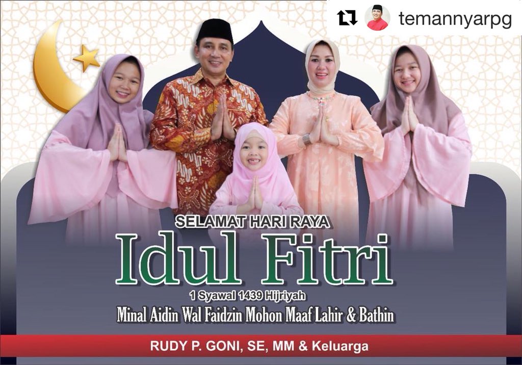 EKomalaningrum's tweet photo. Rudy P. Goni dan keluarga mengucapkan Selamat Hari Raya Idul Fitri. Minal Aidin Wal Faidzin, Mohon Maaf Lahir dan Batin #temannyaRPG #temannyaRUDY https://t.co/ZRUBbx1FAa