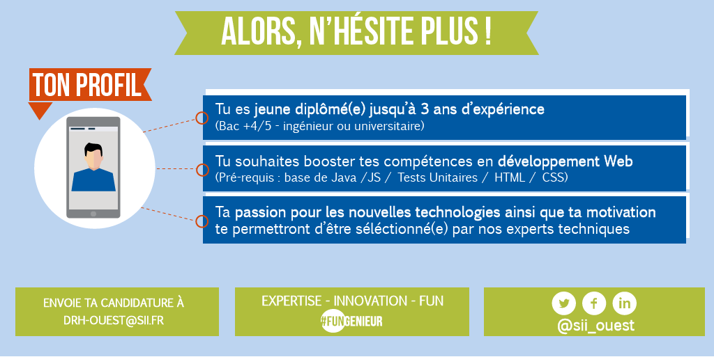 sii_ouest's tweet photo. #BoostYourSkillsBySII S3 ! tu as envie de rejoindre une équipe pour #performer tes compétences 📣c'est ici qu'il faut postuler : https://t.co/lYeH0yrBf4 ! Un programme de 4 semaines sur les dernières technos avant de débuter ta mission ! #TechnicalVibesAreContagious https://t.co/o9CxlIRb4R