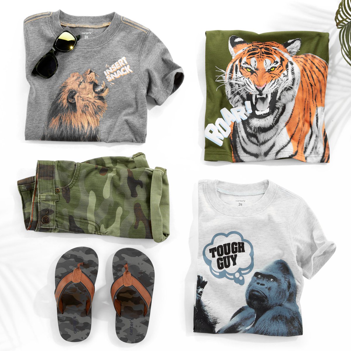 Carters's tweet photo. Welcome to the jungle (parents!) π. Which wild animal is your little one's fave? https://t.co/AwKM9XoVPC #toughguy #tees #camoplease #reallyperfect
#forhim #personality https://t.co/mm1dL3rLIj