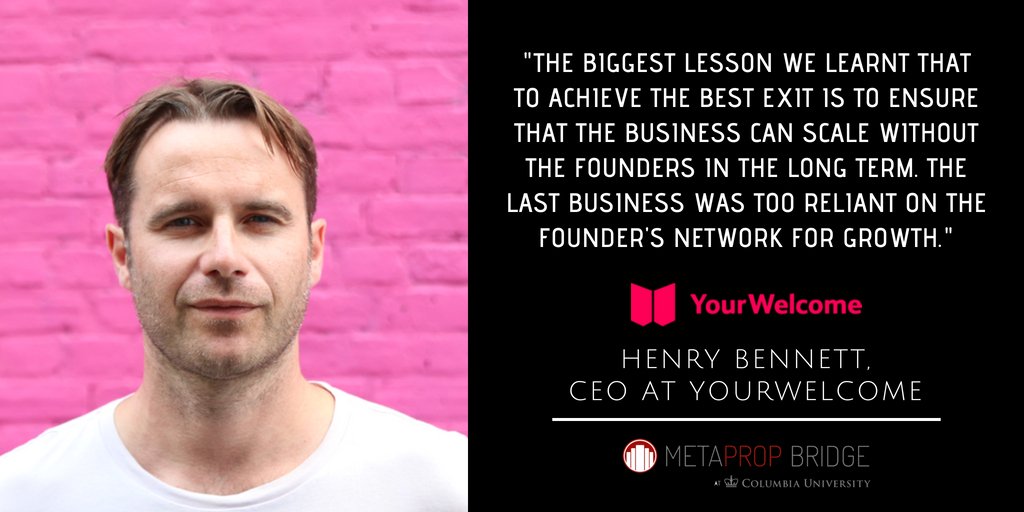 MetaPropNYC's tweet photo. Great quote from Henry Bennett , CEO at @yourwelcometv on scaling his startup for success. - Cohort 1, #MetaPropBridge accelerator program. #PropTech https://t.co/hvNkryoiGp
