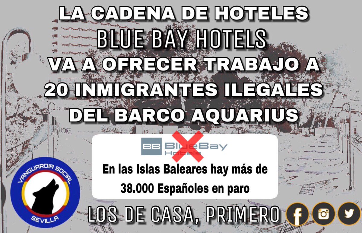 VanguardiaSVQ's tweet photo. LOS DE CASA, PRIMERO.
¿No hay suficientes españoles parados en las Islas Baleares?

#NoALaInmigracionMasiva
#NoALaInmigracionIlegal
#LosDeCasaPrimero https://t.co/VM8zq4qulS