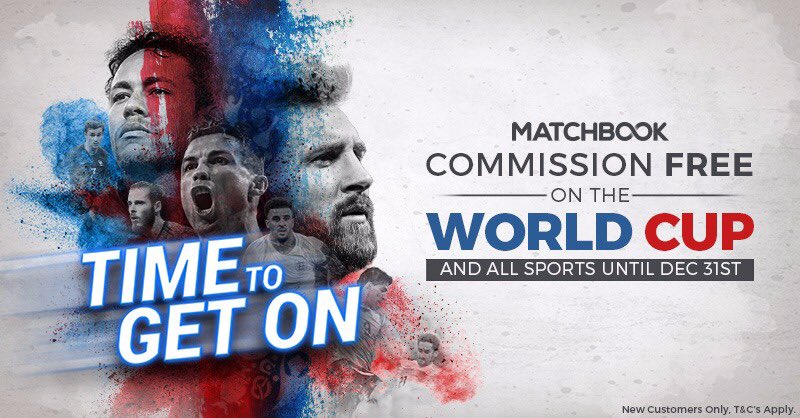 RadioEmmet's tweet photo. The #WorldCup is underway in Russia 🇷🇺 

To celebrate, we at @TeamMatchbook are offering 0% Commission on ALL Sports if you sign up between now and the end of the #WorldCup2018 

It's #timetogeton 🤑

Details: https://t.co/3B9KwSu1zf https://t.co/YCcVcHAWJJ
