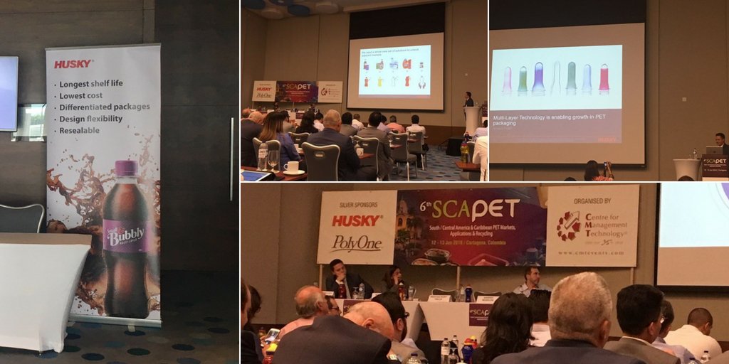 HuskyIMS's tweet image. Excited to see such a great turnout at the 6th #SCAPET Conference in Colombia this week. Let’s talk more about achieving lowest cost, design flexibility, longest shelf life for your new #package with our BREAKTHROUGH Multi-Layer Technology ow.ly/F6rM30kuYsY #HuskySCAPET2018
