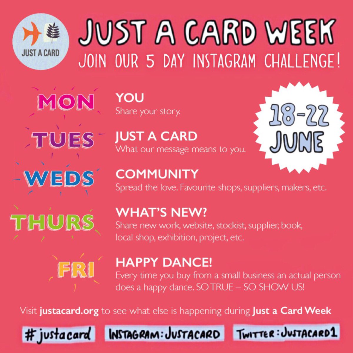 Justacard1's tweet photo. LOADS OF PEOPLE are joining us over on INSTAGRAM to be part of JUST A CARD week to encourage people to:

⭐️SUPPORT INDEPENDENTS⭐️

MAKE SURE you're part of our 

GRAND......👇

5 DAY INSTAGRAM CHALLENGE:

Follow now:

https://t.co/eJQsBB5BOq https://t.co/yggXAixyWd