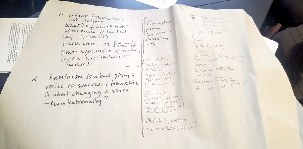 TranslatingF's tweet photo. Some ideas from our groups at  #KnowledgeExchangeWorkshop on feminist translation between activists and peofessionals #TranslatingFeminismCon18 https://t.co/ZtQgLnRyhJ