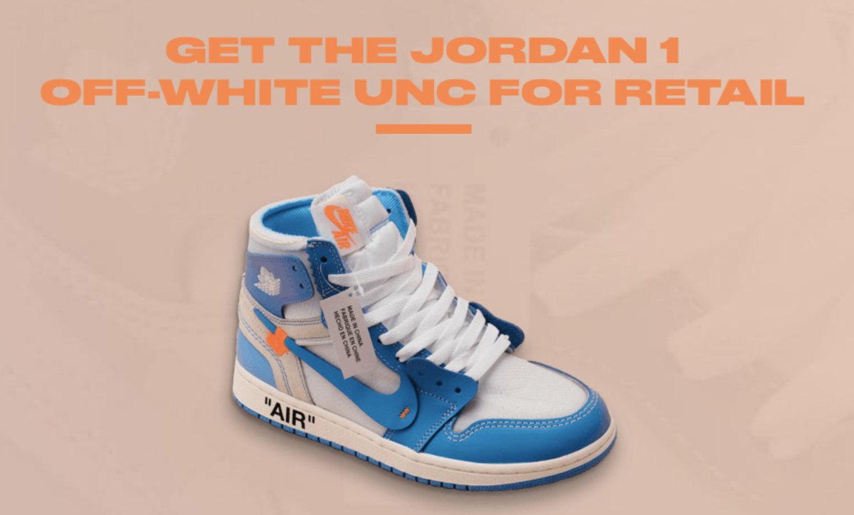 SOLELINKS's tweet image. .@stockx giving a chance to cop Off-White x Air Jordan 1 ‘UNC’ for retail

Details =&amp;gt; bit.ly/2l8QLyp