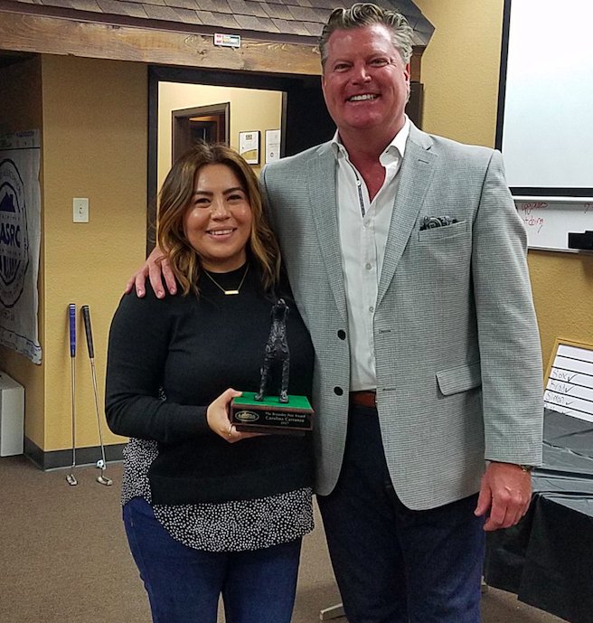 Aspenmark's tweet photo. #TBT: When CEO Chris Zazo presented our very own Carolina with the Brynnley Peer Award, as voted on by her peers in the office, at last year's award luncheon! #ThrowBackThursday #CCRules https://t.co/kthprhPTZf