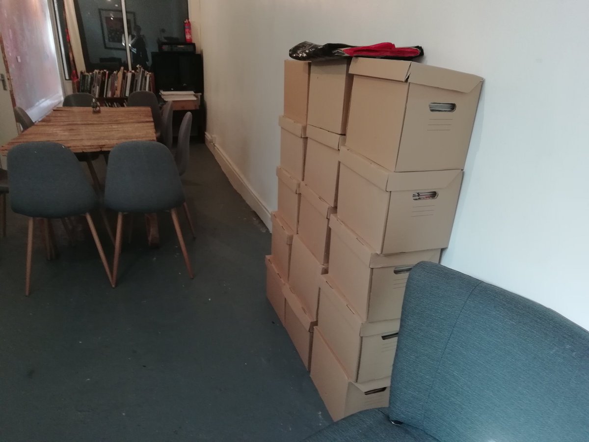 CrossCityZine's tweet photo. Just finished moving the collection down to @artefact_bham 😐  #goodworkout looking forward to getting them all out and setting up for the Open Zine Archive this Saturday 3-8pm! https://t.co/ua7SUAKsPr