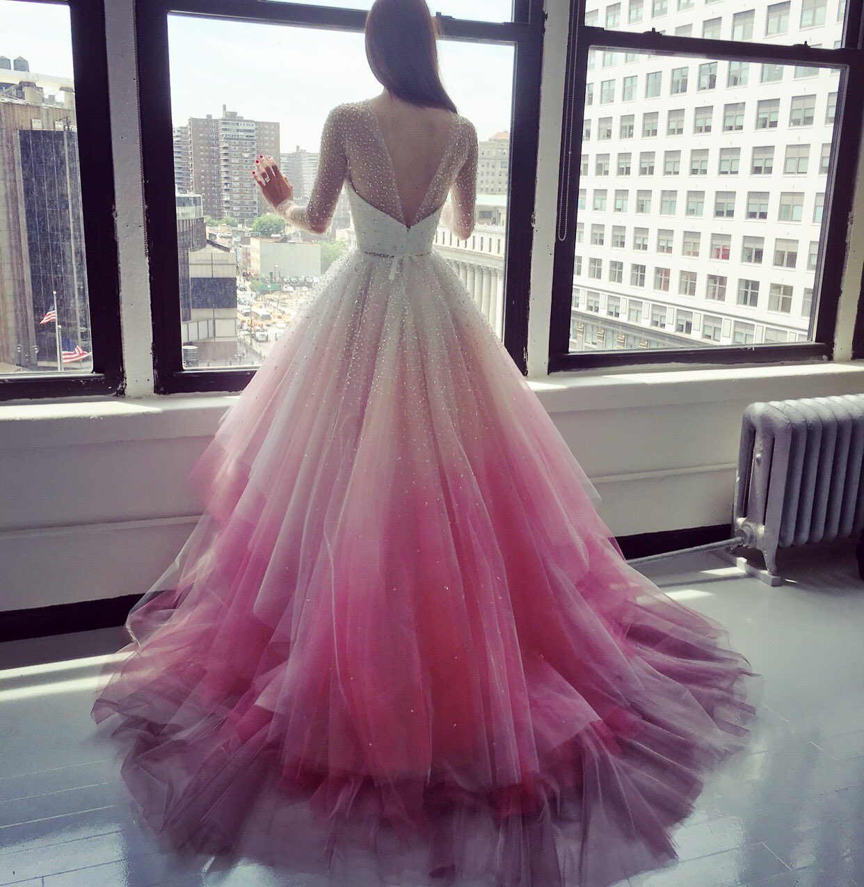 Christian Siriano on X TBT to beautiful fitting moments with the stunning LydiaHearst in her custom Siriano crystal ombre wedding gown https t 2BkI12O8DU X