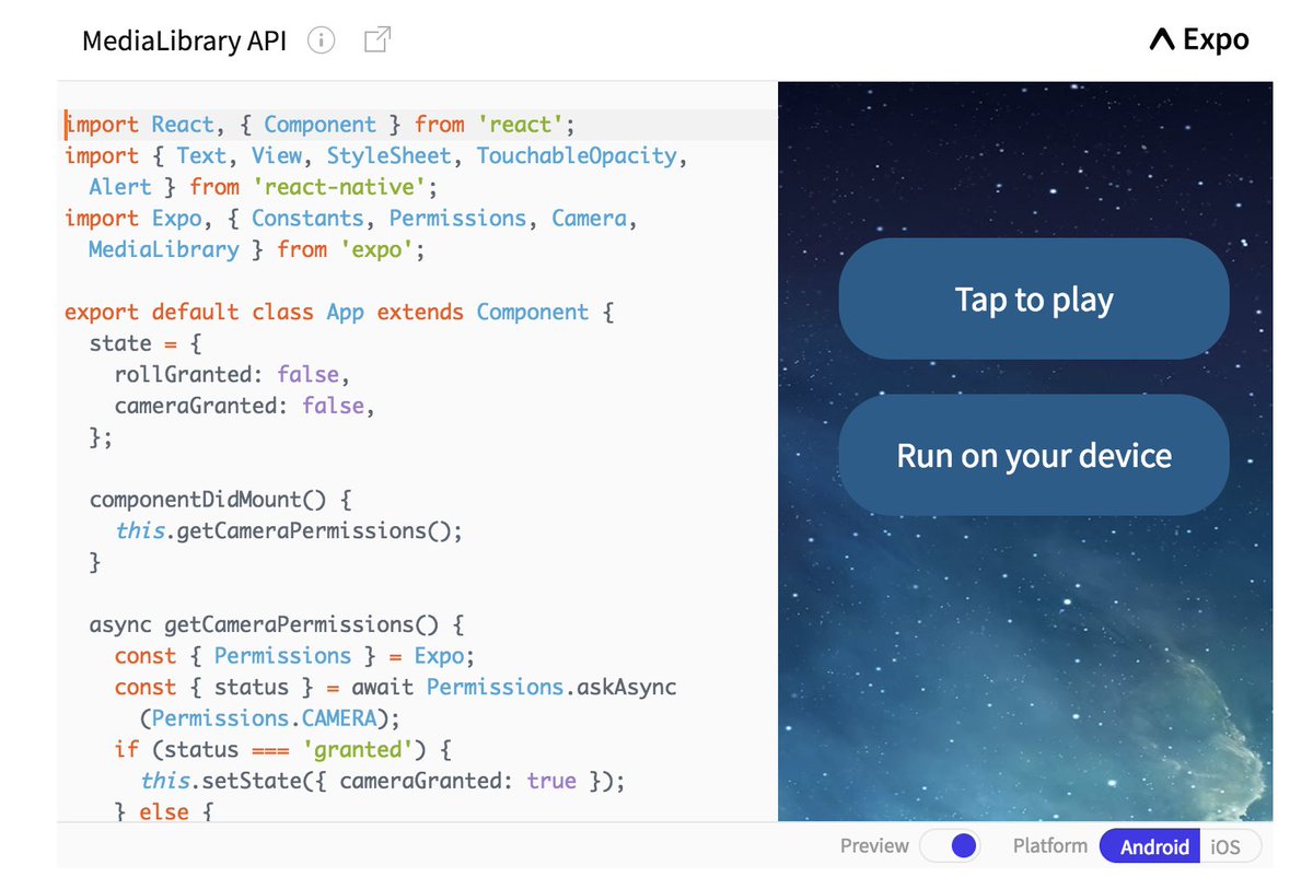 Play with the functionality in this tutorial using this Snack example!