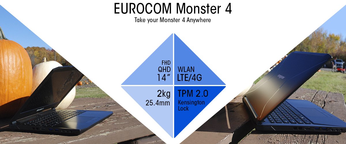 EurocomTech's tweet photo. Eurocom is running 20% Promotion between June 15 and 20 on its 14inch heavy duty laptop #Monster4. Available for immediate delivery https://t.co/KEmQeWF53l. Easy to upgrade, perfect for Windows 7 and 10; Linux #linuxmint @Ubuntu_OS. Weights 2kg. https://t.co/kYxGmdP2O9