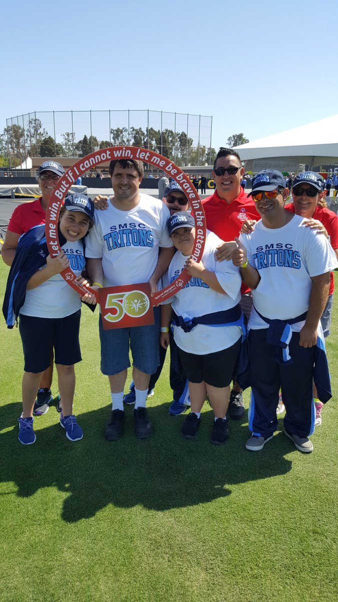 SMSophiesCenter's tweet photo. The #SMSC Swim Team has been busy the last few months. They participated in the @SOSC_SanDiego Regional Games in Carlsbad on May 19th and then the @SOSoCal #SummerGames in Long Beach June 9th and 10th. Go Tritons! #stmsc #SpecialOlympics50 #WeAreSOSC #SOSCAthletes https://t.co/aELQI2aHQI