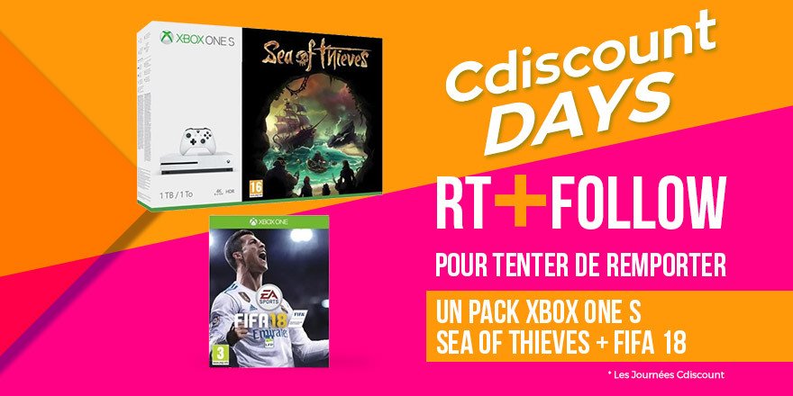 Cdiscount's tweet image. 🎁 #Concours 

👌 À gagner pour les #CdiscountDays : pack Xbox One S + 2 jeux  👉 bit.ly/2t2n4CO

🔸 Pour tenter votre chance : 
RT + Follow @Cdiscount

☑️ TAS 20/06