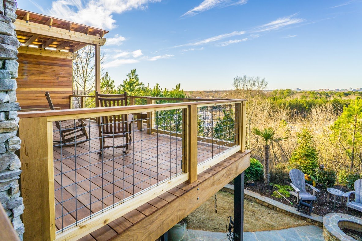 This 2nd story deck built in Atlanta used our Tigerwood hardwood decking to build a beautiful sitting area with an excellent view. Click the link to learn more about Tigerwood. buff.ly/2JLhpIm