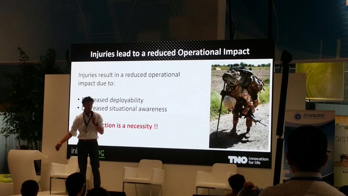 CEO Rogier Barents presenting the necessity of load reduction at the #eurosatory lab. #exobuddy #exoskeleton #defence #Eurosatory2018 eurosatory.com/uncategorized/…
