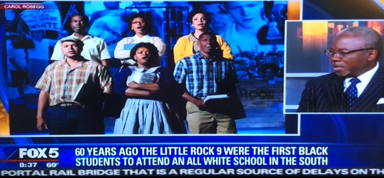 LittleRockPlay's tweet photo. Little Rock Nine members, Ernest Green and Carlotta Walls Lanier with Producer Harvey Butler On @fox5ny Good Day New York, interview with anchors @rosannascotto and @loristokes. Little Rock opens tonight off broadway @SheenCenter. #littlerockplay #littlerocknine https://t.co/O8MsjU8KgH