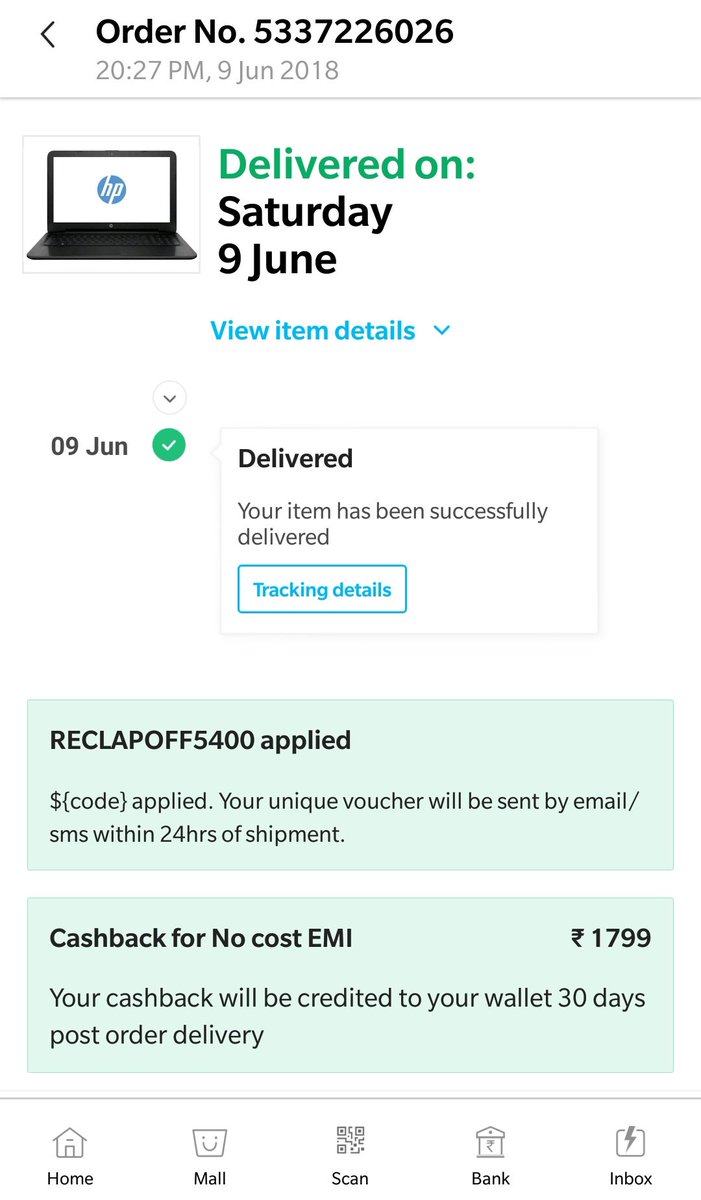 Anshul60581878's tweet image. @vijayshekhar @Paytm Bought my 1st Laptop from @PaytmMall with cashback offers. 5 days gone still got no cashback coupons. Called @Paytmcare multiple times, got false promises and the service is horrendous. Please refund and take your laptop back. #PaytmMatkaro