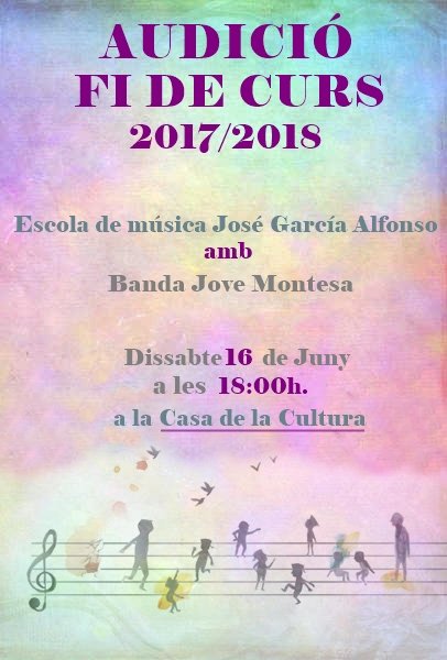 Unió Musical Montesa (@um_montesa) on Twitter photo Audició fi de curs en Montesa, amb actuacions de les xiquetes i xiquets de l'escola i la banda jove dirigits per <a href="/pacoxativa/">Paco Albero</a> Us esperem! Audició fi de curs en Montesa, amb actuacions de les xiquetes i xiquets de l'escola i la banda jove dirigits per <a href="/pacoxativa/">Paco Albero</a> Us esperem!