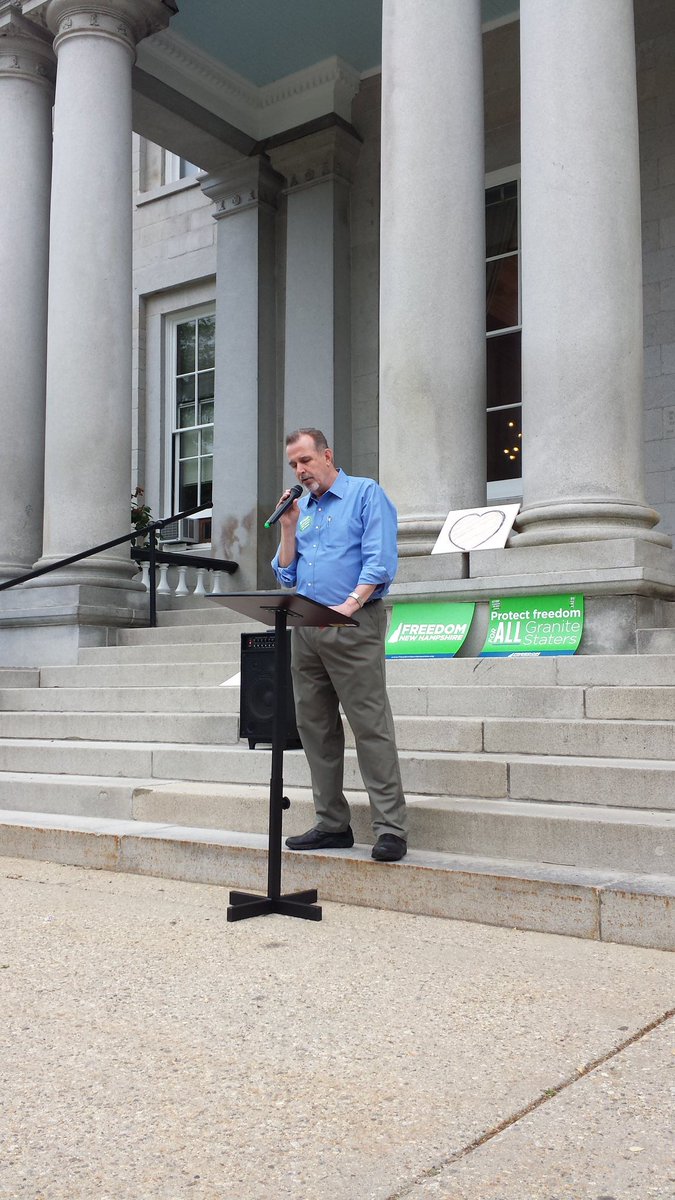 FreedomNH_'s tweet photo. .@EdoftheNotch takes the mic! "We should celebrate. Then, we must get right back to doing the work our #LGBT neighbors need ... to lead full lives." https://t.co/X8IqfUIWkC
