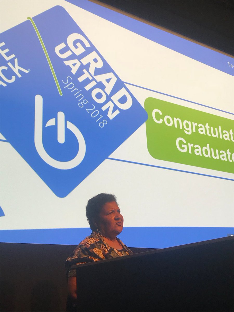 We_ByteBack's tweet photo. “If it is to be, it’s up to me,” - inspiring words from #ByteBackGrad Patricia Hill speaking at graduation https://t.co/FJ5pbUr6vt