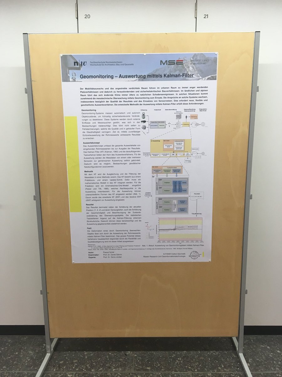 PsSchaer's tweet photo. Durfte heute meine Master-Thesis zu „Geomonitoring - Auswertung mittels Kalman-Filter“ am #Masterforum des @igeoFHNW präsentieren #Geomatics https://t.co/o4NxmukG7s