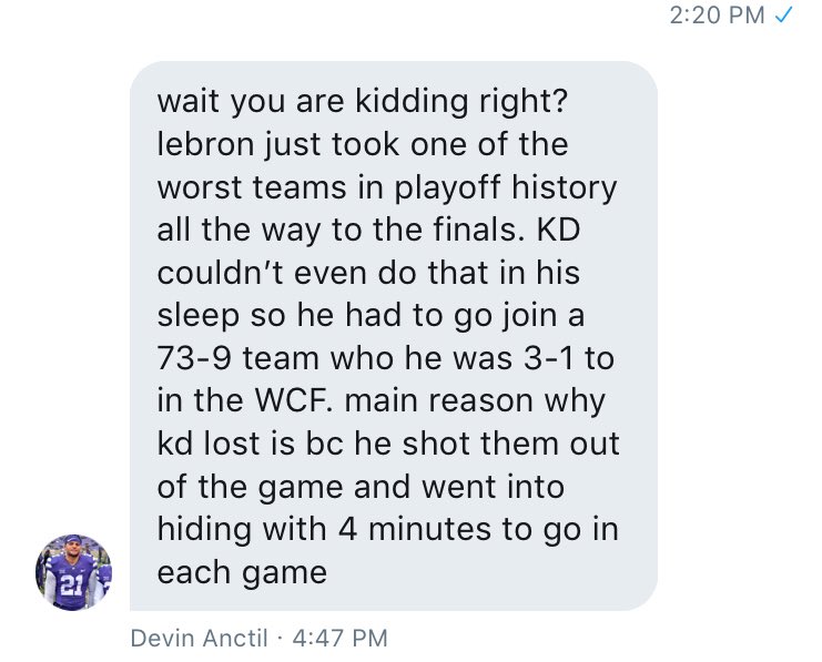 Me: Lebron is probably leaving to have a better chance at a title                                                   

Lebron Worshipper: