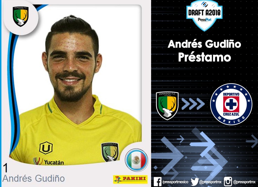PressPortmx's tweet image. .@Cruz_Azul_FC refuerza también su portería.

En calidad de préstamo, Andrés Gudiño se une al plantel cementero.

#DRAFT2018