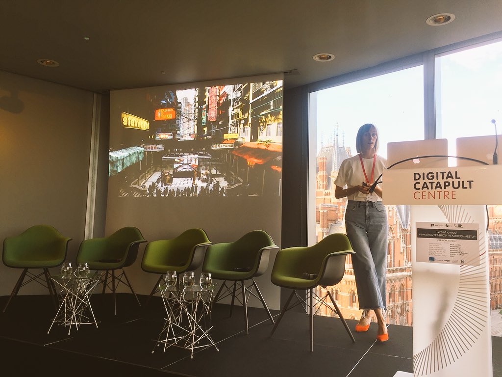 FIALondon's tweet photo. “Only with tech can you create something different, everything else has been done”, FIA’s Lisa Chatterton took the stage @CFE_London’s 12th #fashtechmeetup to talk about how we’re using #tech to change the way designers create, showcase & sell collections #AR #immersivefashion https://t.co/NtGDt5Yd4J