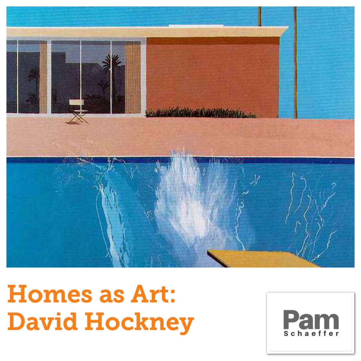 PamSchaeffer1's tweet photo. As a realtor and homes enthusiast, I love houses, but #MidCenturyModern period homes are a passion. David Hockney captures the sleek lines and openness of floor-to-ceiling windows in the design through this painting. #HomesAsArt #PamSchaeffer #CompassDC #Realtor https://t.co/ixRMk18f5n