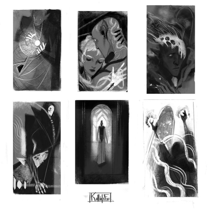 been working on a bunch of value comps, here's a set I dedicated to #DragonAge #illustration #sketch #solavellan 