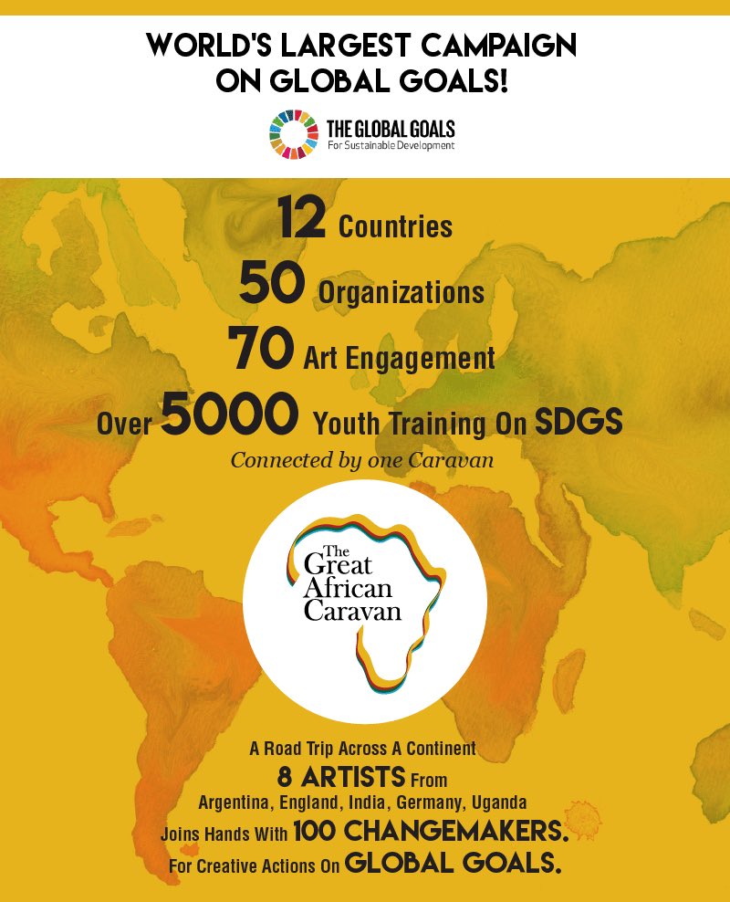 helenehasler's tweet photo. Support => Great @africancaravan promoting #SDGs @ImpactGlocal  

8 artists will travel through 12 african nations for peace and sustainable development 
https://t.co/ge0LCYNWrw

@TheEllenShow @melindagates
@hrw @JTroudeau @Yunus_Centre @MagicSauceMedia @SDG2030 @MarcGunther https://t.co/R75PtCWkHB